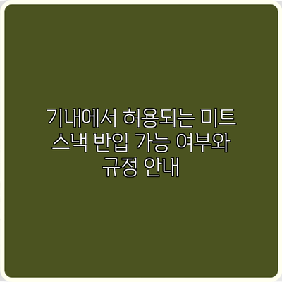 기내에서 허용되는 미트 스낵 반입 가능 여부와 규정 안내