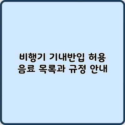 비행기 기내반입 허용 음료 목록과 규정 안내