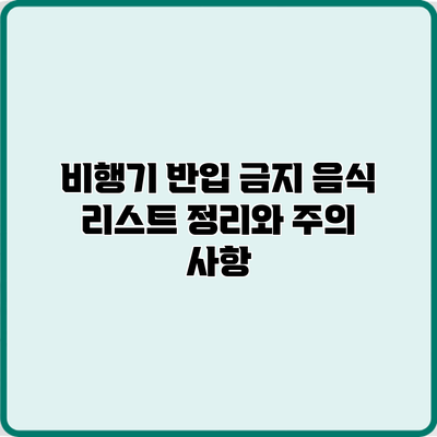 비행기 반입 금지 음식 리스트 정리와 주의 사항