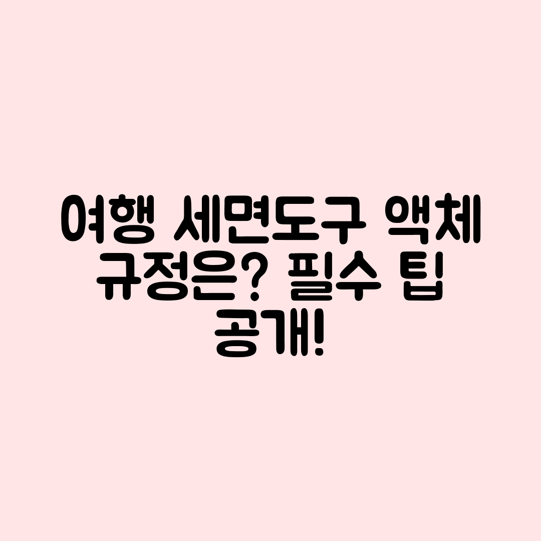 여행용 세면도구 소분, 액체류 규정은 어떻게 할까요?