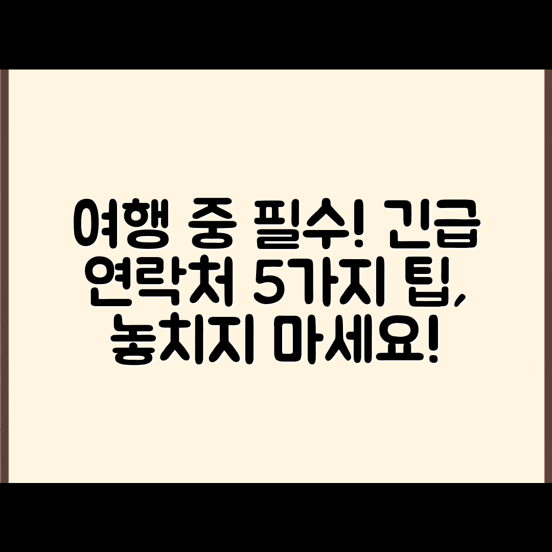 여행 중 긴급 연락처 준비 5가지 팁